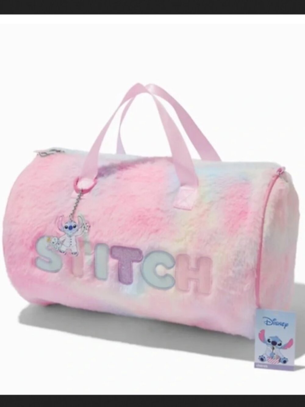 Claire's Disney Stitch Faux Fur Duffle Bag NWT